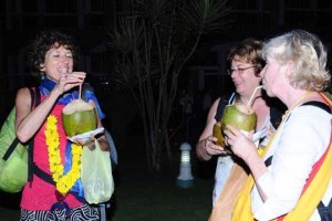 Guests enjoying coconut water Guests enjoying coconut water