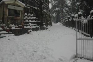 Resort during snowfall Resort during snowfall