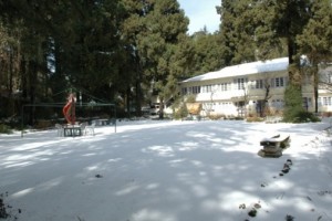 Hotel during snowfall Hotel during snowfall