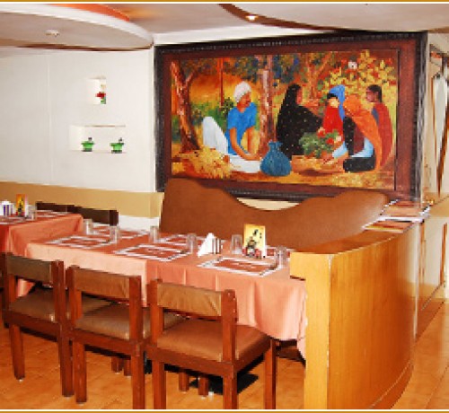 Restaurant with a beautiful painting Restaurant with a beautiful painting