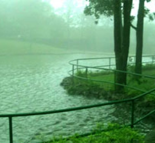 Lake amidst mist 1
