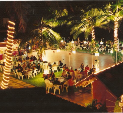 Poolside dining area