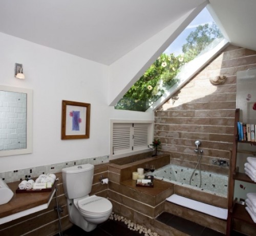 Open skylight bathroom
