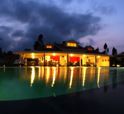 Pool view at night