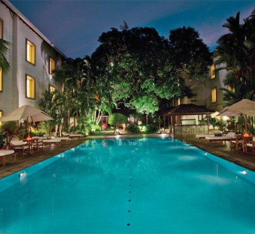 Pool view at night